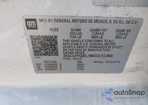 2022 Chevrolet Silverado 1500 Ltd 4Wd Standard Bed Ltz из США, поврежденный, VIN 3GCUYGEL5NG171366